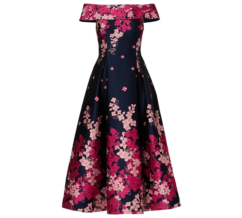 Adrianna Papell Women's Floral-Print Off-The-Shoulder Dress