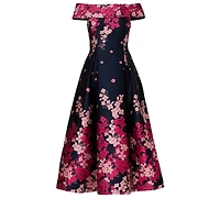 Adrianna Papell Women's Floral-Print Off-The-Shoulder Dress