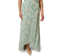 Adrianna Papell Women's Bead Flutter-Sleeve Midi Mesh Dress