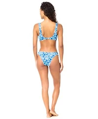 Raisins Womens Eli Printed Swim Bikini Top Lettuce Trim Waistband Swim Bottoms