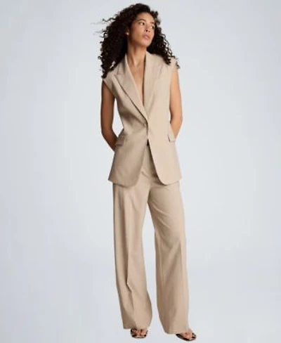 Kenneth Cole Womens Open Back Strap Vest High Rise Wide Leg Pants