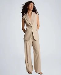 Kenneth Cole Womens Open Back Strap Vest High Rise Wide Leg Pants