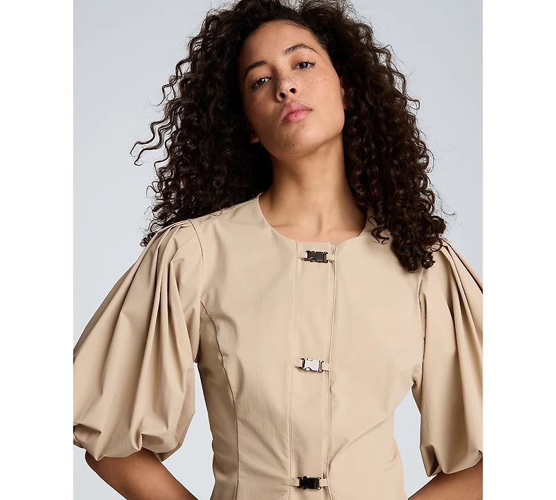 Kenneth Cole Women's Button-Front Bubble-Sleeve Cardigan