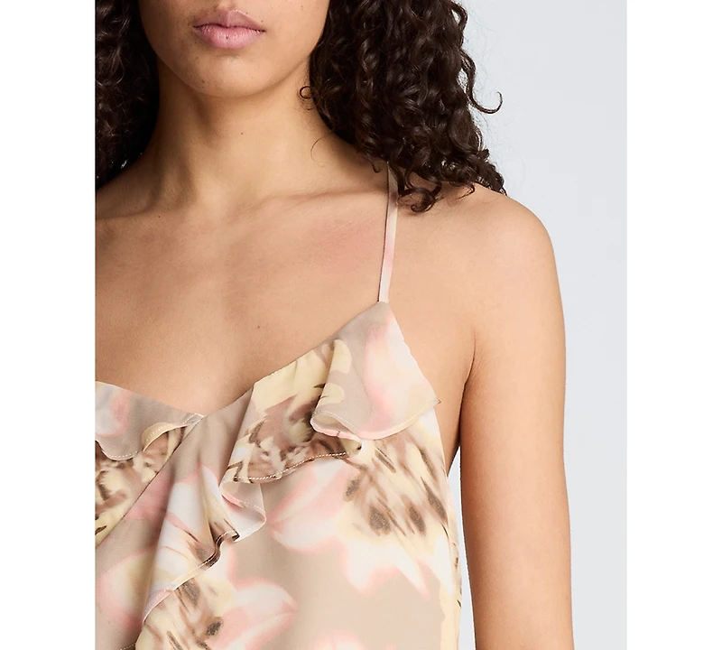 Kenneth Cole Women's Asymmetric Hem Ruffle Sleeveless Cami Top