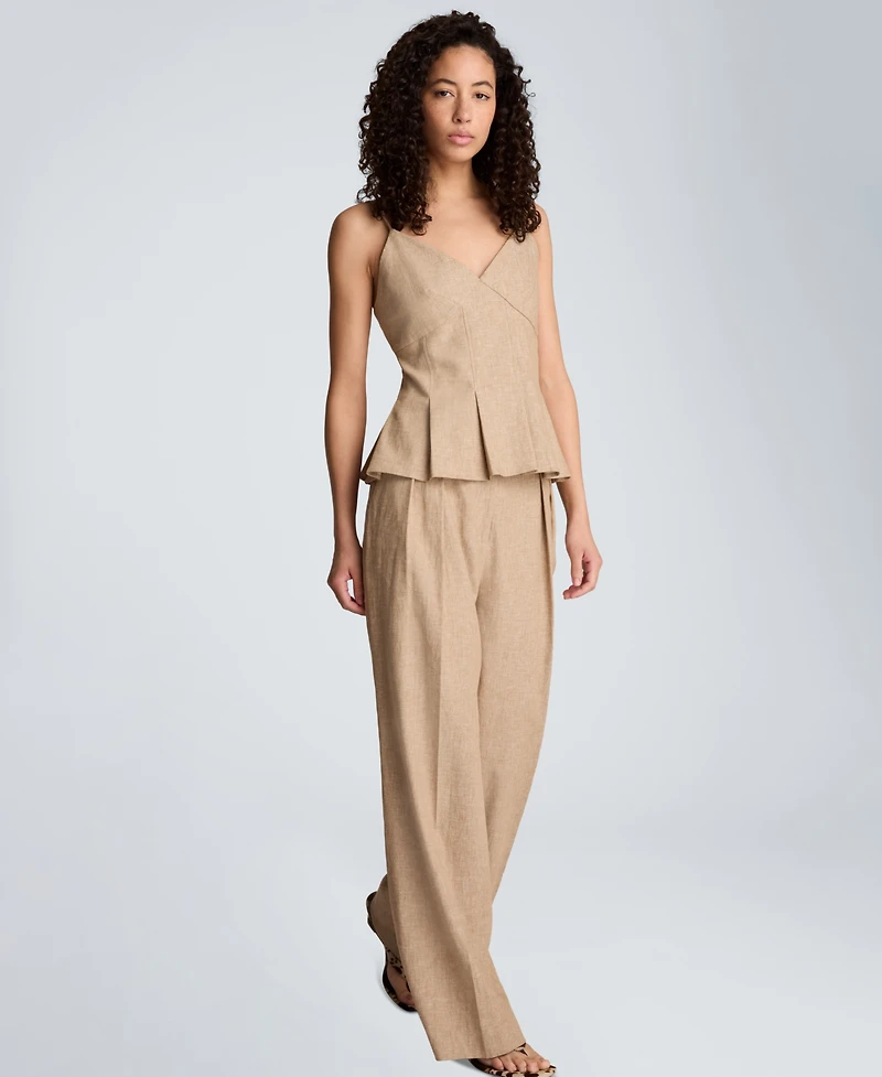 Kenneth Cole Women's Fitted V-Neck Cami Pleated Top