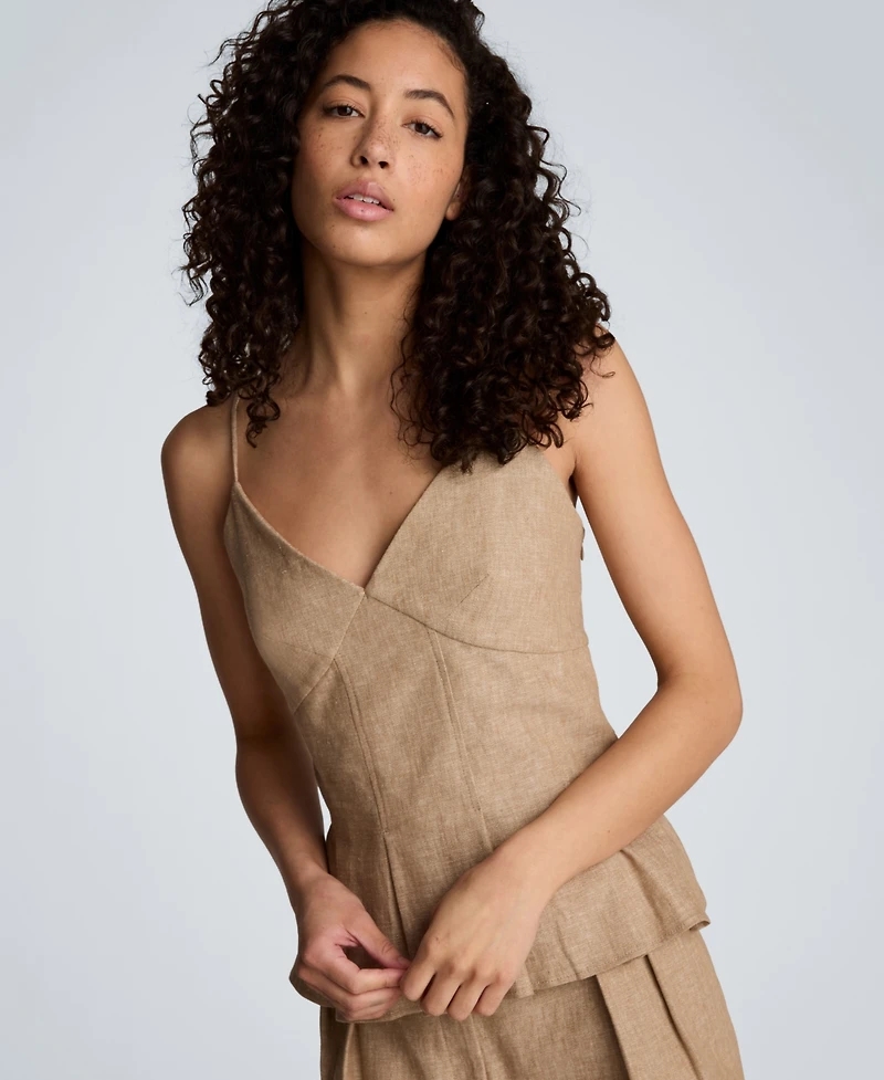 Kenneth Cole Women's Fitted V-Neck Cami Pleated Top