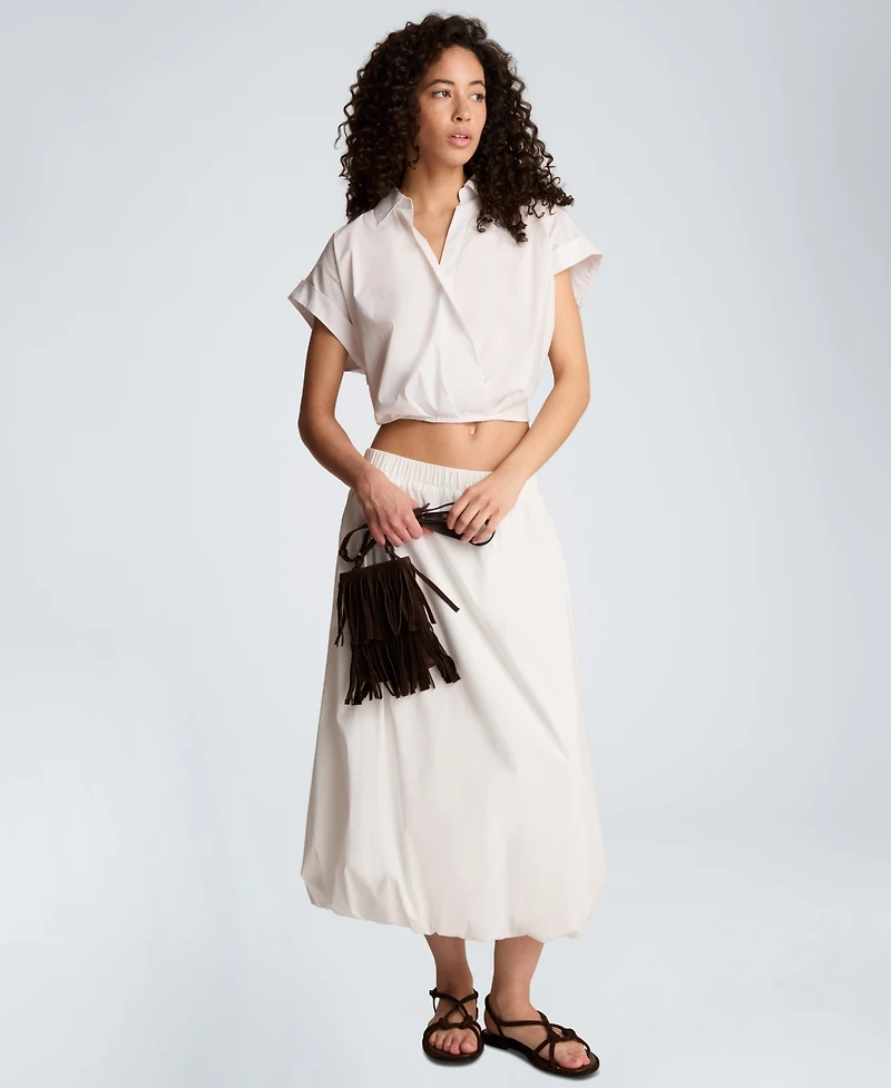 Kenneth Cole Women's Pleated Cross-Over Front Shirt