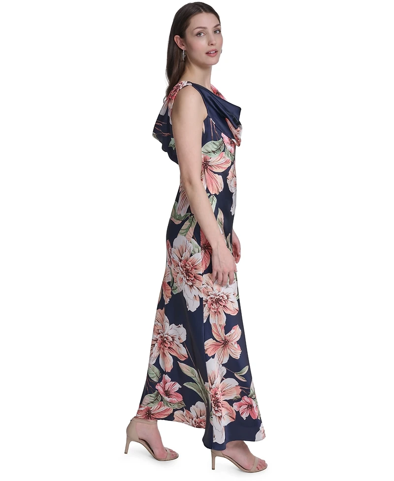 Eliza J Women's Sleeveless Drape Neck Printed Gown