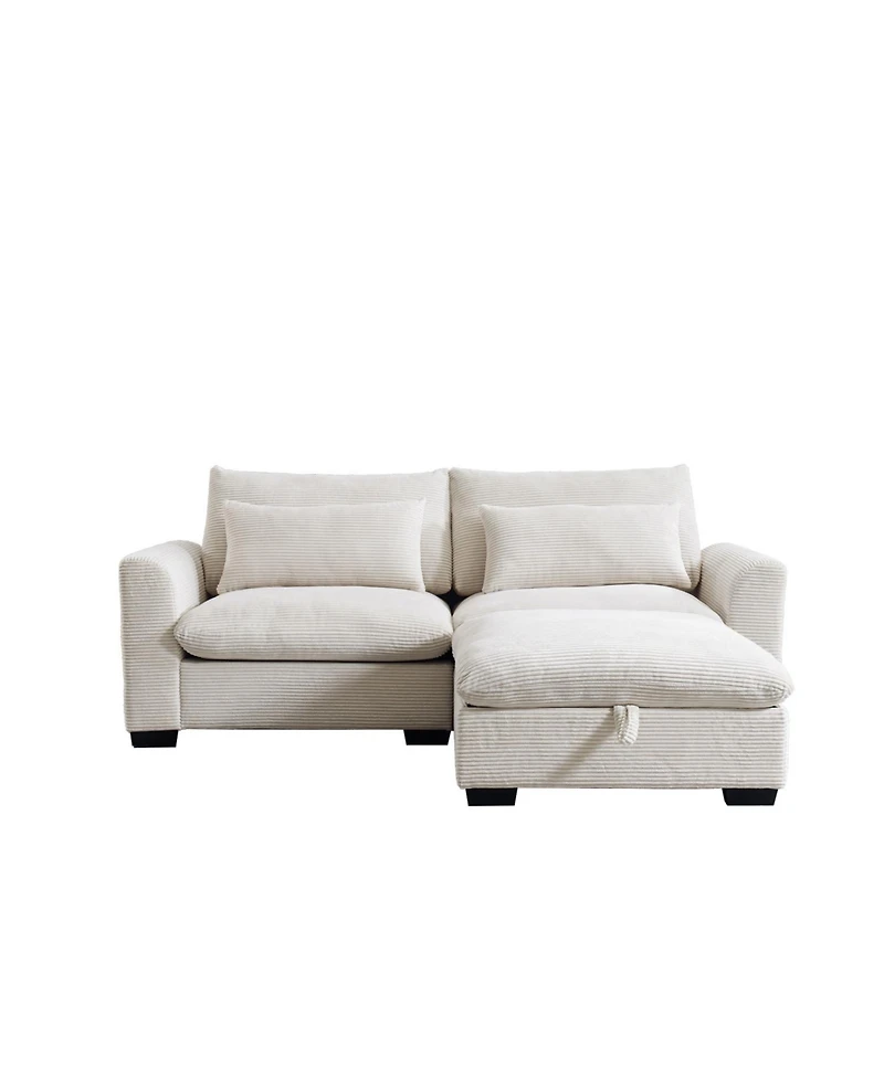 Streamdale Furniture Corduroy Sectional Sofa with Ottoman