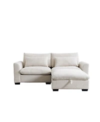 Streamdale Furniture Corduroy Sectional Sofa with Ottoman