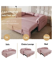 Streamdale Furniture Velvet Sofa Bed with Retractable Bed