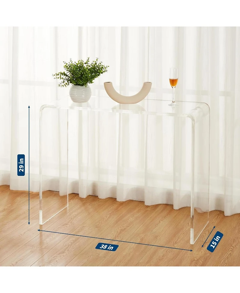 gaomon 38" Narrow Acrylic Console Table with Square Legs, Clear