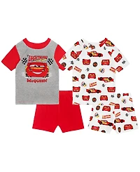 Cars Toddler Boys' 2T-4T Printed Short-Sleeve T-Shirt & Shorts, 4-Piece Set