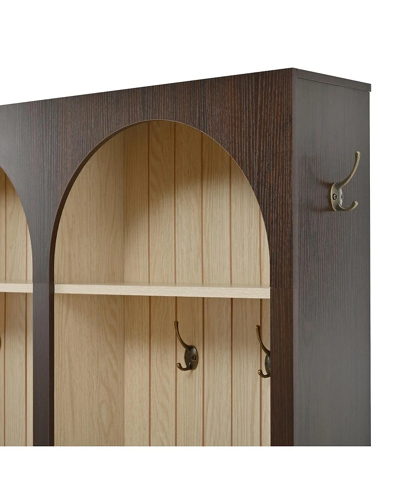 Streamdale Furniture Farmhouse Arched Hall Tree Bench with Drawers