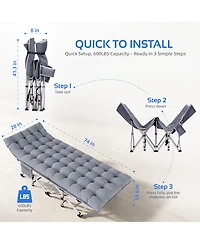 Sugift 4-Position Adjustable Folding Bed, Lounge Chair & Camping Cot with Pillow and Thick Mattress