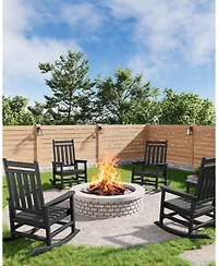 gaomon Hdpe Outdoor Rocking Chair, High Back Patio Rocking Chairs with Wide Armrests, All Weather Porch Rocker for Lawn, Deck