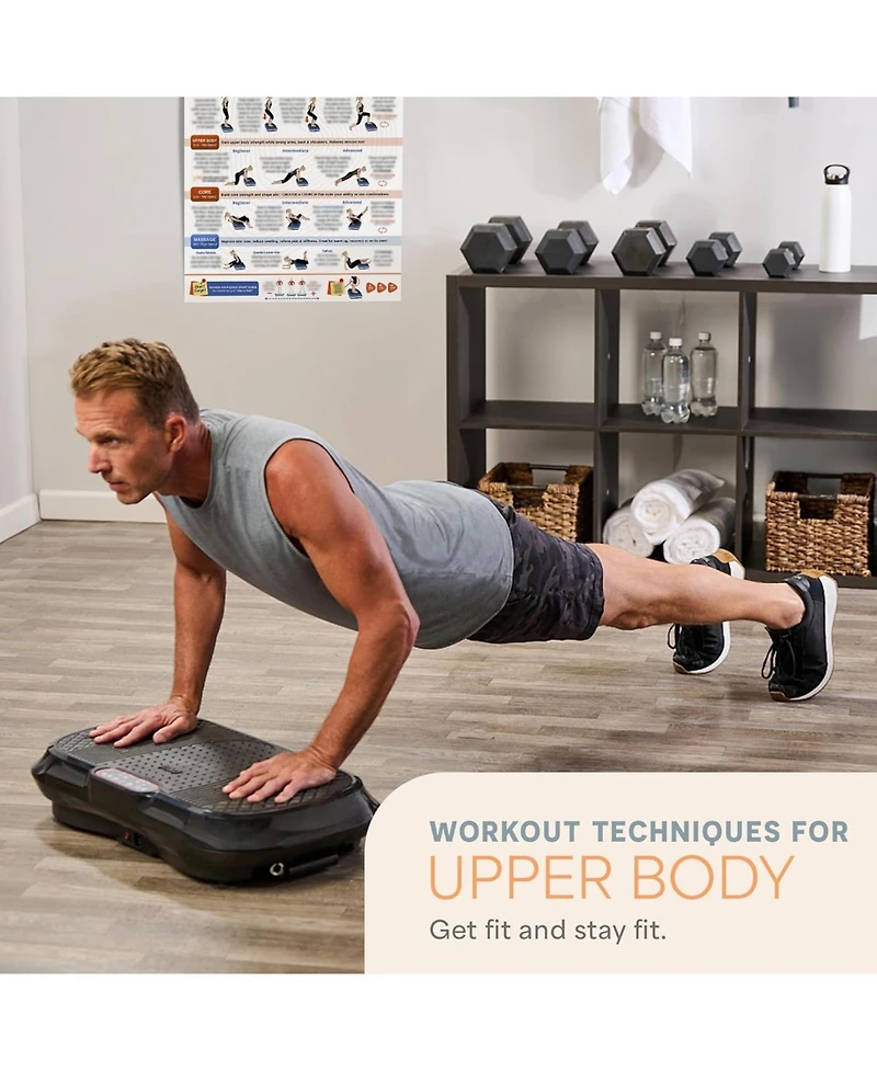 Lifepro Whole Body Vibration Plate Workout Poster – Exercise Chart with Training Guide & Instructions for Vibration Plate Exercise Machine