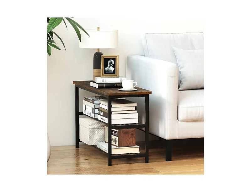 Slickblue 3-Tier Shoe Rack Bench with Metal Shelves & Wooden Seat