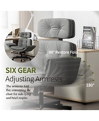 Streamdale Furniture Criss Cross Chair with Adjustable Armrests, Wheels & Headrest