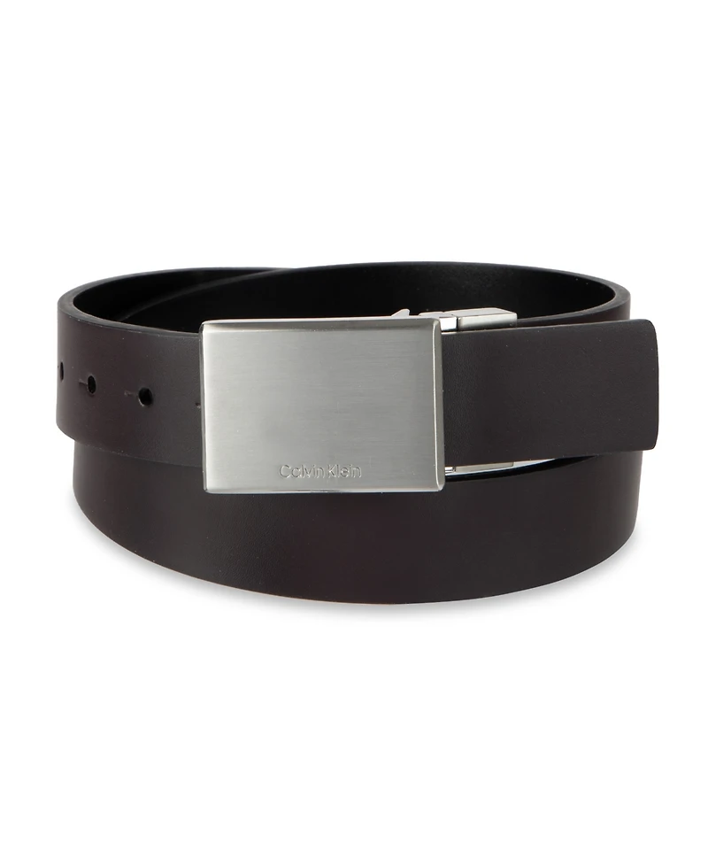 Calvin Klein Boys' S-xl Two-In-One Reversible Plaque Buckle Dress Belt