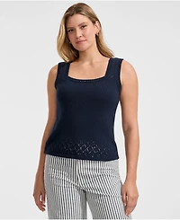 Lands' End Women's Pointelle Square Neck Tank Sweater