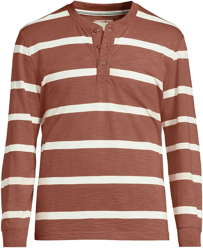 Lands' End Men's Long Sleeve Slub Henley T-Shirts