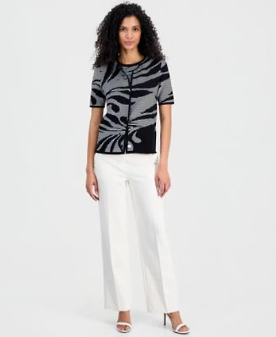 Anne Klein Printed Cardigan Sweater Top