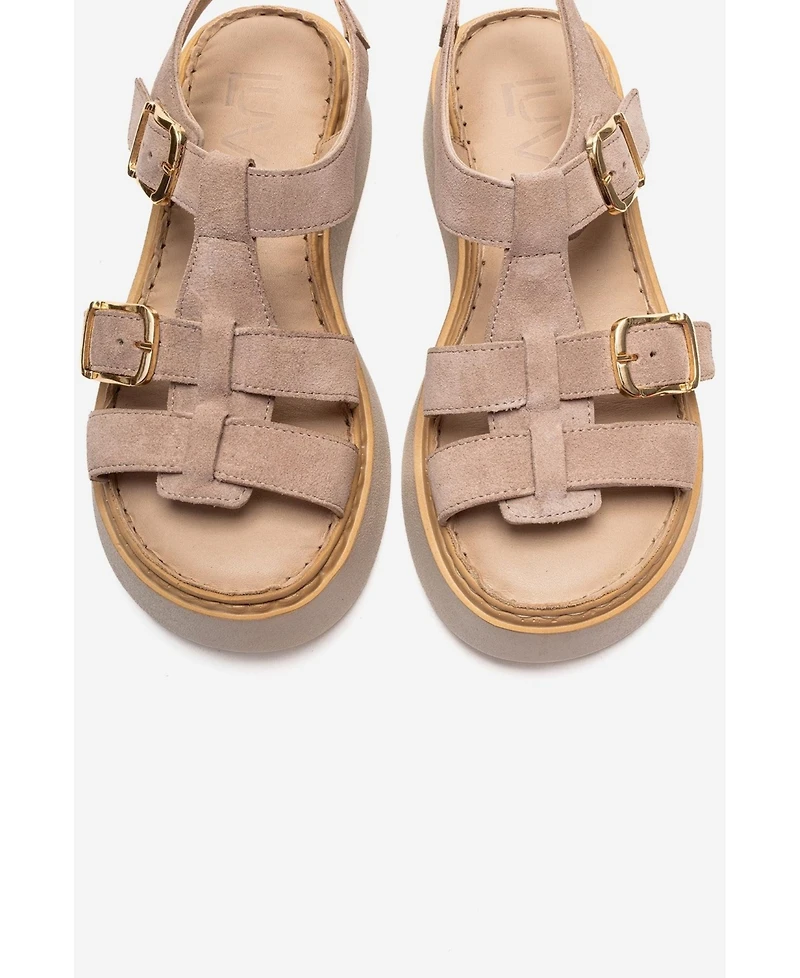 Forever & Always Shoes Women's Loin Leather Platform Sandal