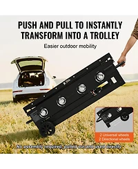 Ecooso Commercial Propane Gas Griddle on Cart with Side Shelves, 4 Burners