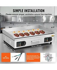 Ecooso Commercial Electric Countertop Half Flat Top Griddle, Adjustable Temperature