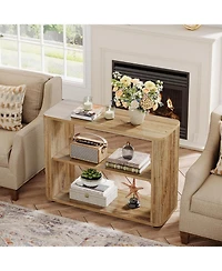 Tribesigns Narrow Side Table Set of 2, 3-Tier End Table for Living Room, Small Fluted Nightstand, Farmhouse Bedside Table