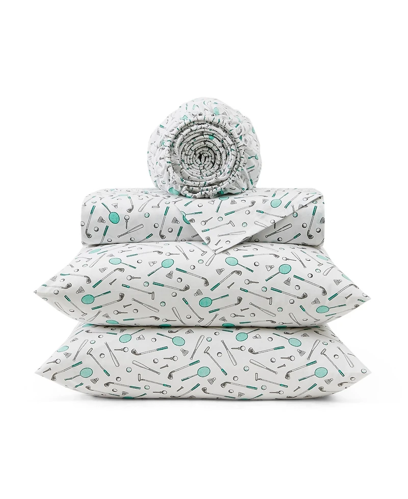 Tommy Bahama Home Tee Time 200-Thread Count Washed Cotton 4-Pc. Sheet Set