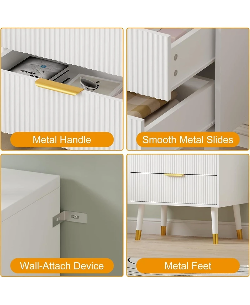 gaomon 4 Drawer Dresser Set of 2 for Bedroom, Modern Closet Dressers Chest of Drawers, Storage Chest Cabinet Organizer Unit