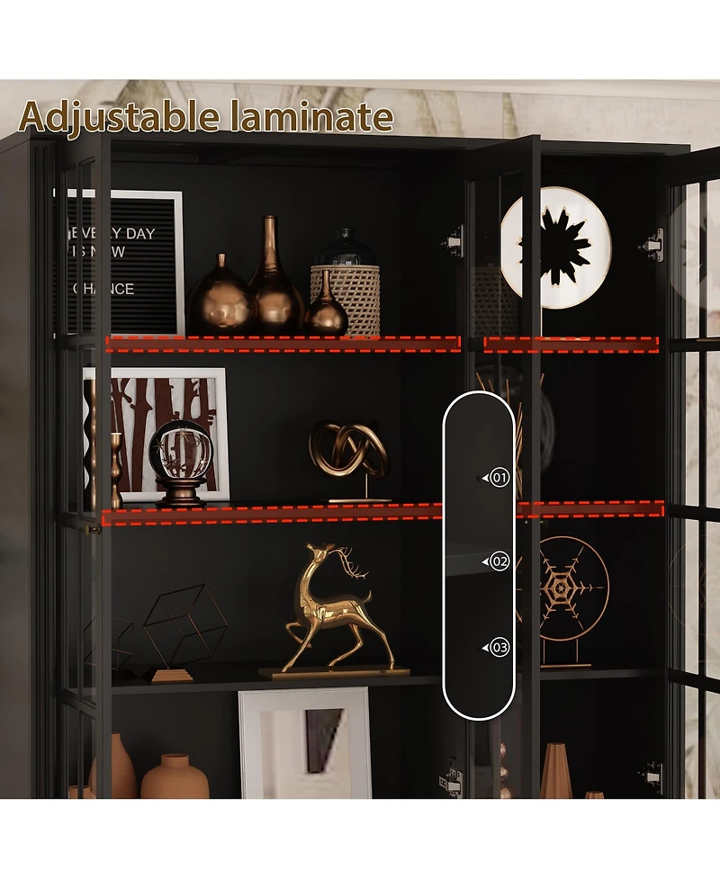 Homsee 8-Shelf Wood Standard Bookcase Bookshelf With Glass Doors