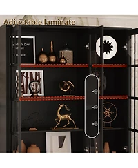 Homsee 8-Shelf Wood Standard Bookcase Bookshelf With Glass Doors