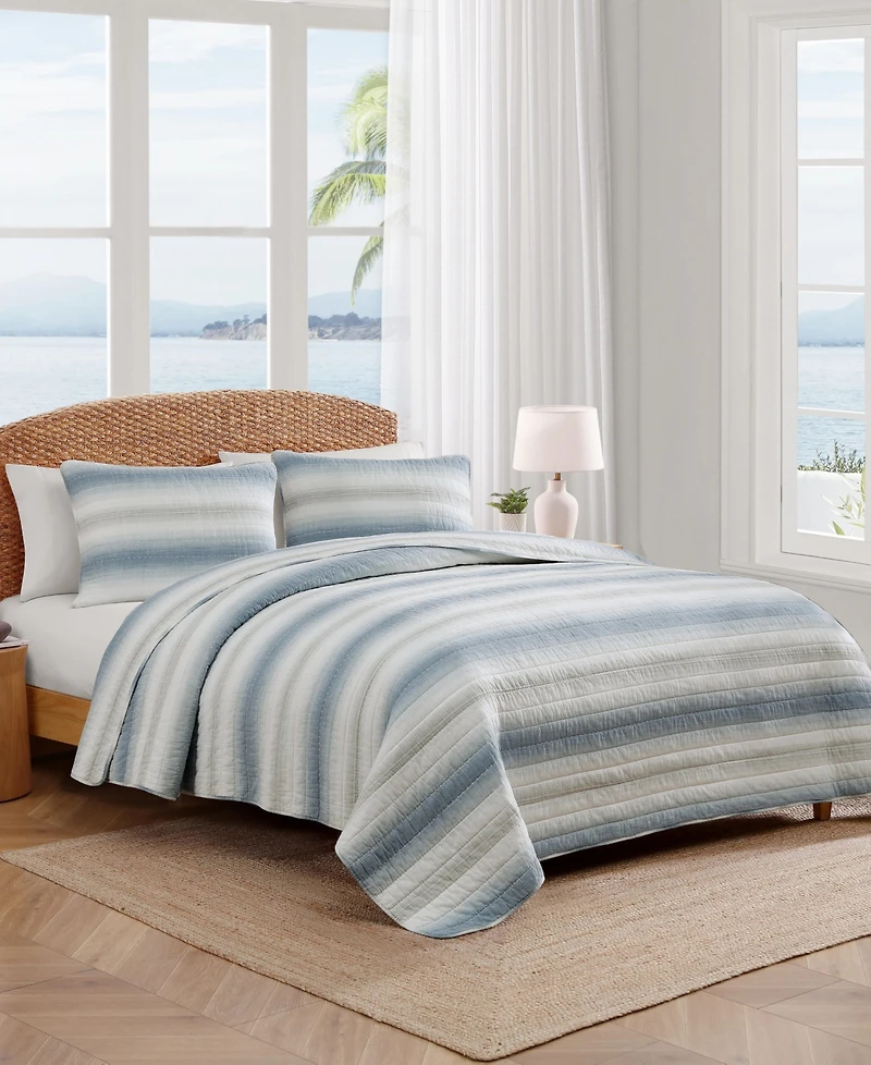 Tommy Bahama Home Prima Island Stripe Cotton Reversible 3-Pc. Quilt Set