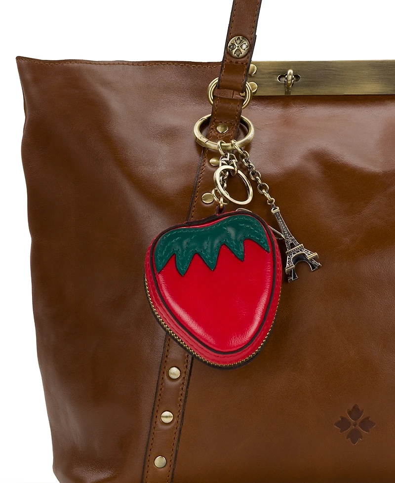 Patricia Nash Strawberry Zip Around Leather Mini Bag Charm