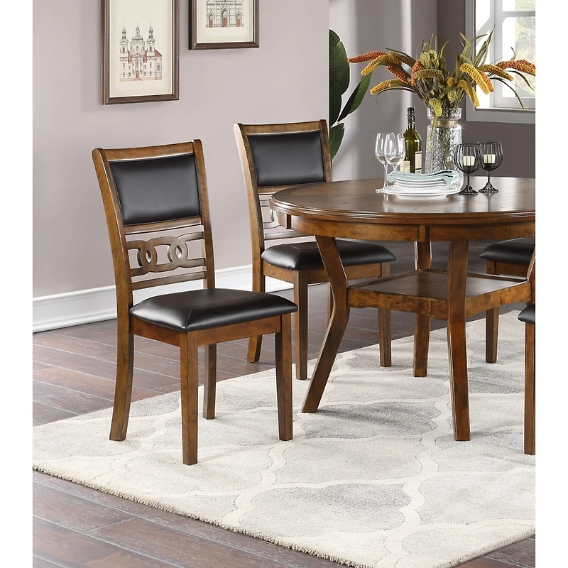Streamdale Walnut Wood Dining Table Set with Upholstered Chairs for 4