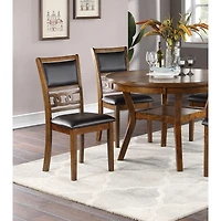 Streamdale Walnut Wood Dining Table Set with Upholstered Chairs for 4