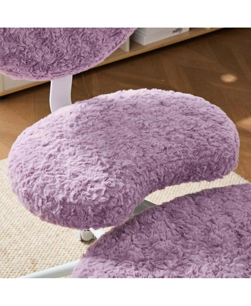 Streamdale Furniture Artificial rabbit hair Meditation Chair Plus, Cross Legged Chair with Wheels