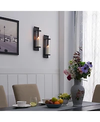 Danya B. Metal Pillar Candle Sconces with Glass Inserts - Set of 2