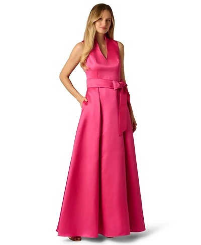 Adrianna Papell Petite V-Neck Tie-Front Ball Gown