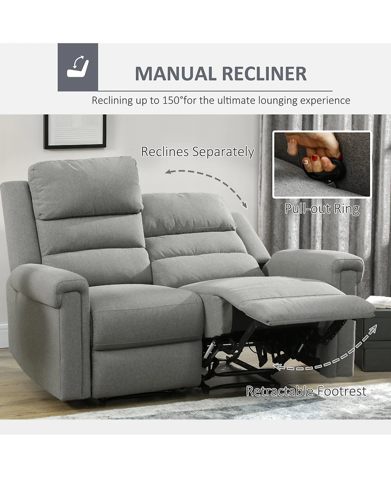 Homcom Modern Loveseat Recliner Sofa 2 Seater Couch with Thick Foan