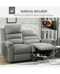 Homcom Modern Loveseat Recliner Sofa 2 Seater Couch with Thick Foan