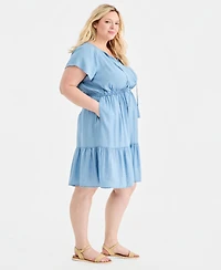 Style & Co Plus Chambray Tiered Midi Dress, Macy's Exclusive