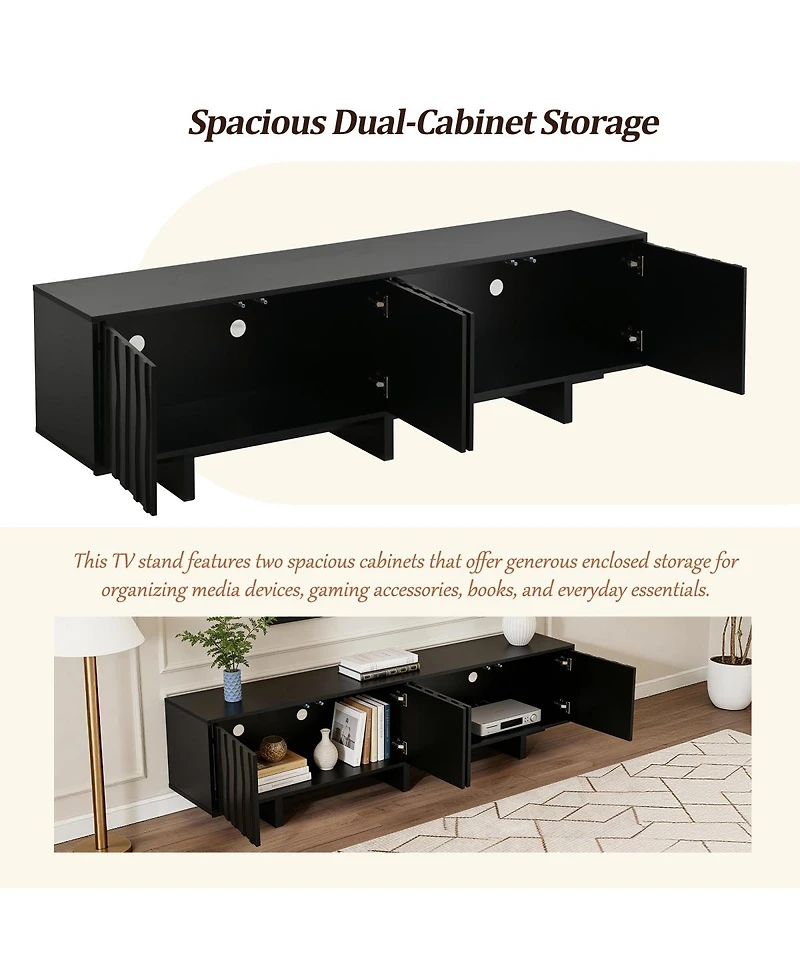 Streamdale Furniture Retro Wood Grain Tv Stand for TVs up to 75", Rustic Media Console with Storage