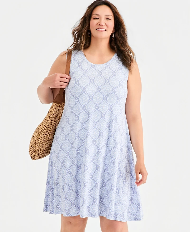 Style & Co Plus Size Sleeveless Printed Flip Flop Dress, Macy's Exclusive