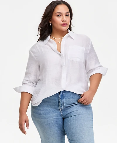 On 34th Trendy Plus Gauze Shirt, Macy's Exclusive