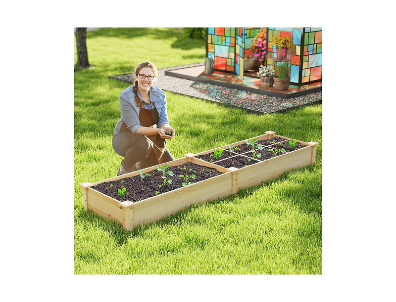 Slickblue Wooden Raised Garden Bed with 2 Planter Boxes