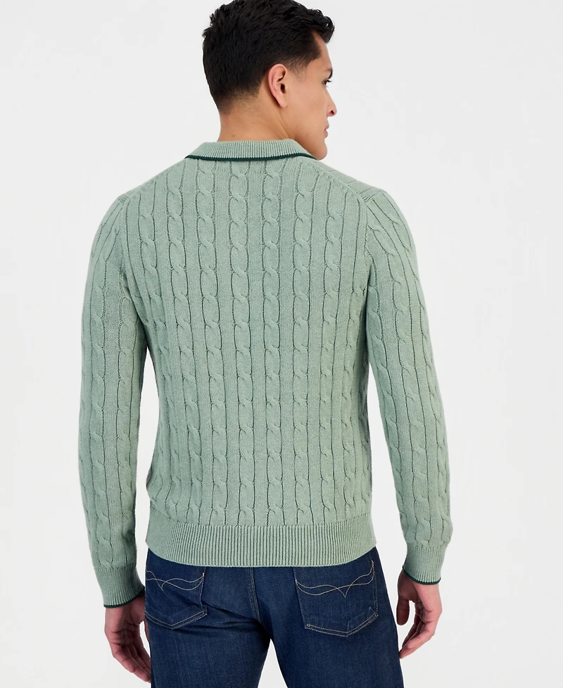 Polo Ralph Lauren Men's Cable-Knit Cotton Polo Collar Sweater